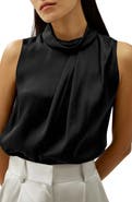 Lilysilk Asymmetrical Sleeveless Cowl Neck Top