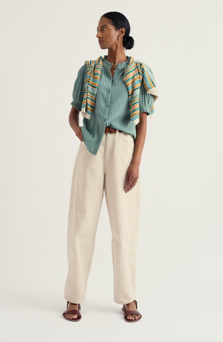 Seasalt Cornwall Shore Patch Organic Cotton Button-Up Top, Alternate, color, Sardine