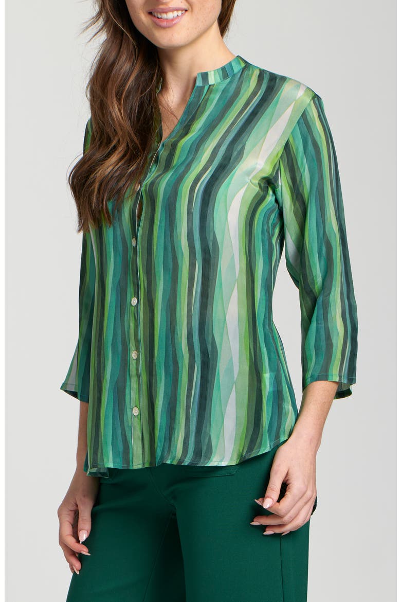 Abstract Print Button-Up Shirt, Alternate, color, FOREST GREEN