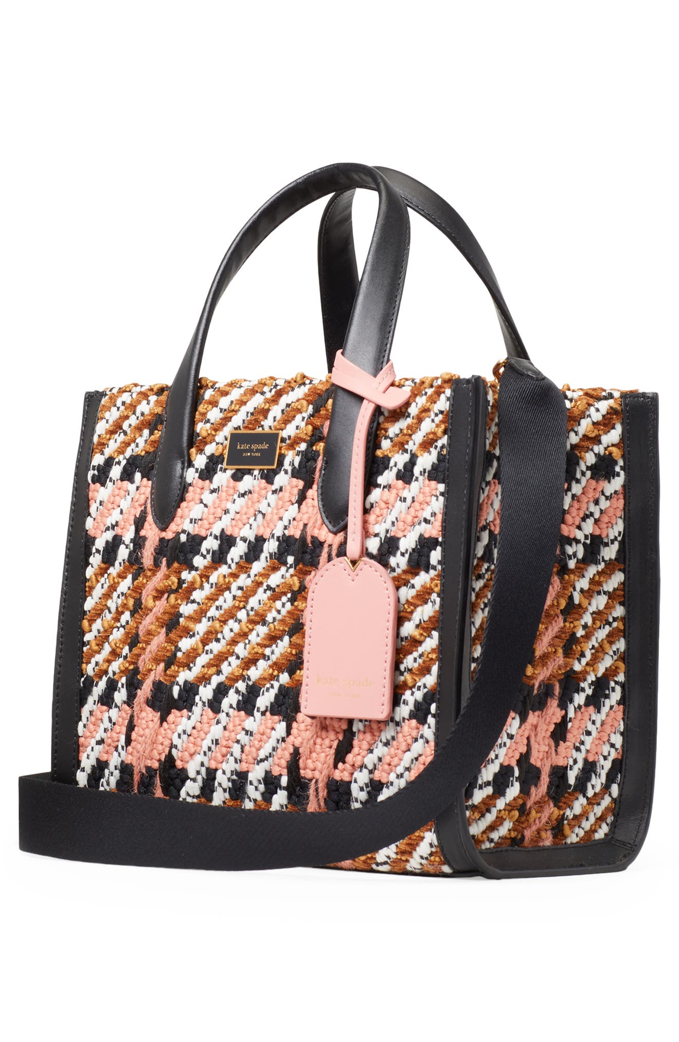 manhattan plaid chunky woven fabric tote, Alternate, color, DANCER PINK MULTI