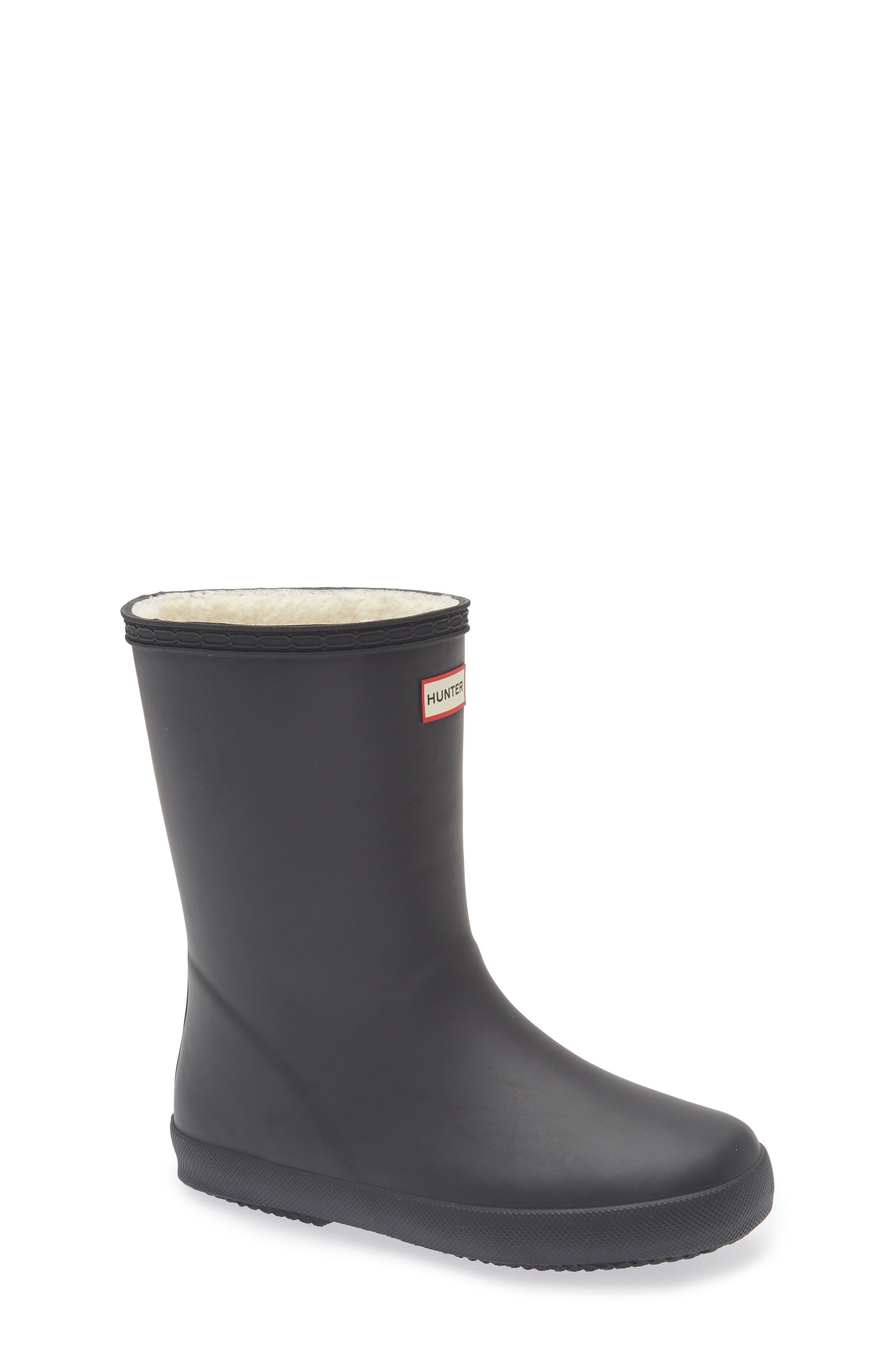 Hunter First Classic Insulated Waterproof Rain Boot, Alternate, color, Black