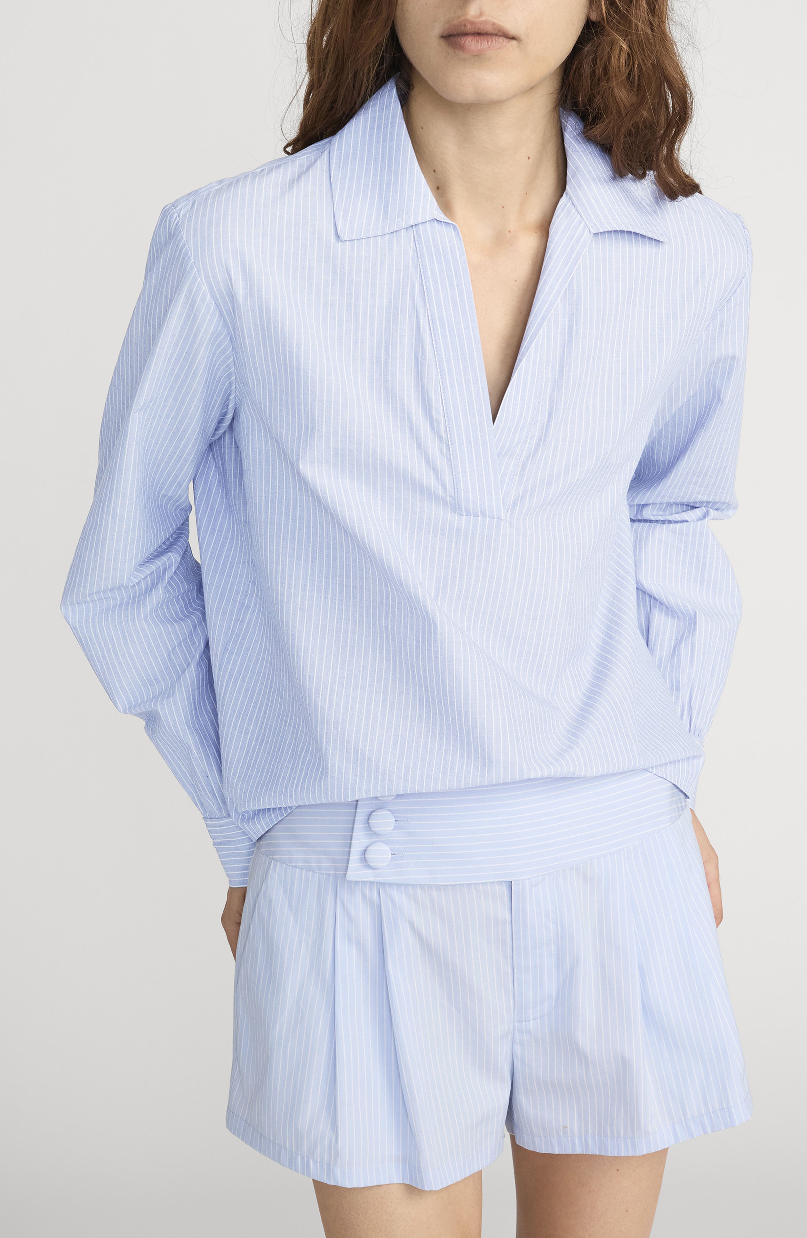 The Stripe V-Neck Popover Top