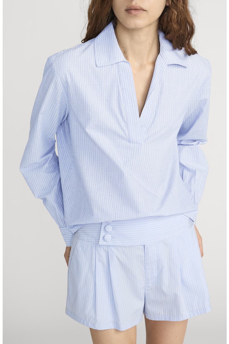 The Stripe V-Neck Popover Top, Main, color, VENICE BLUE MULTI
