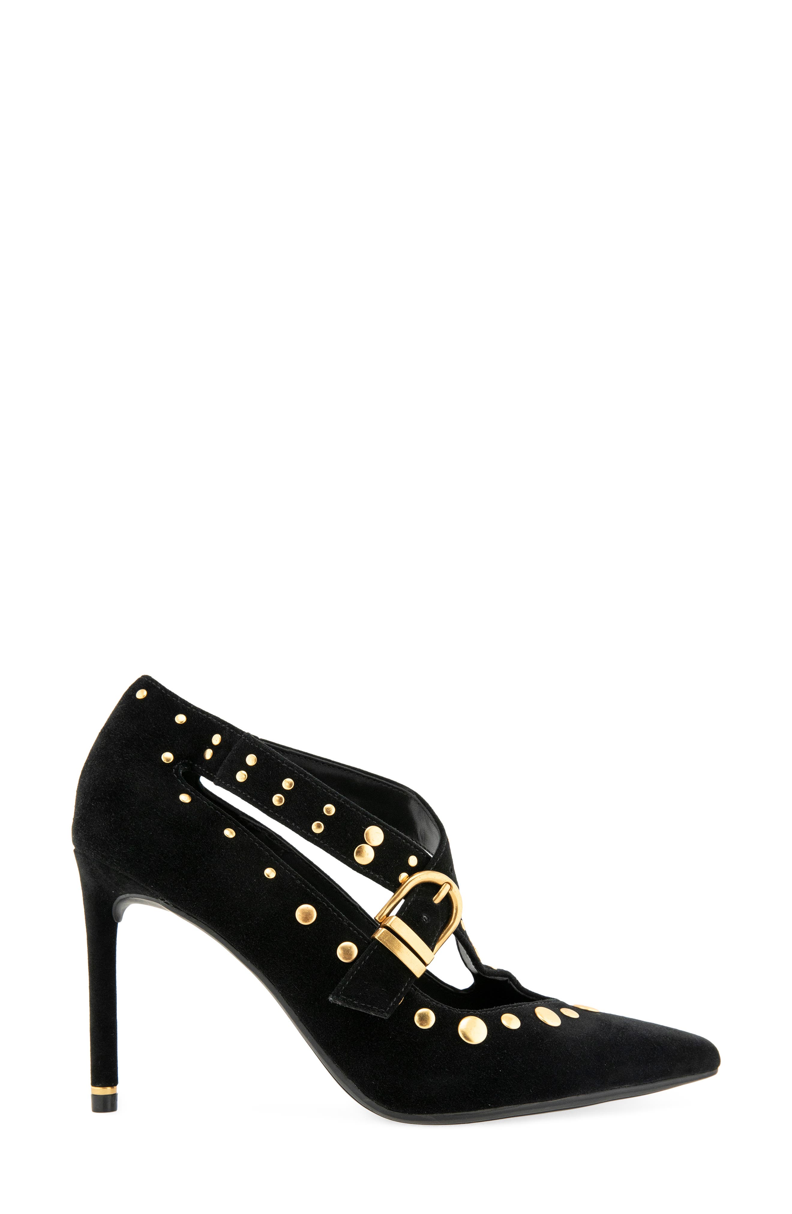 Qupid Stud Pump, Alternate, color, BLACK SUEDE