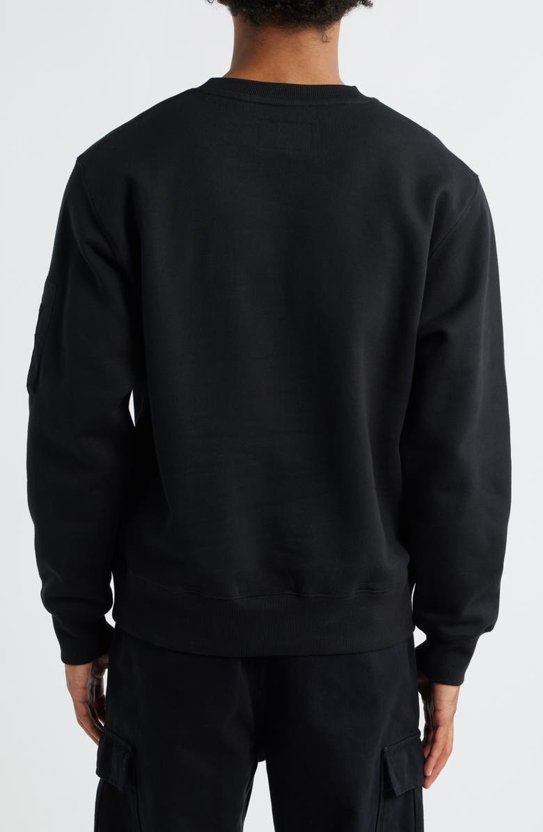 Alpha Industries Utility Pocket Cotton Fleece Crewneck Sweatshirt, Alternate, color, Black