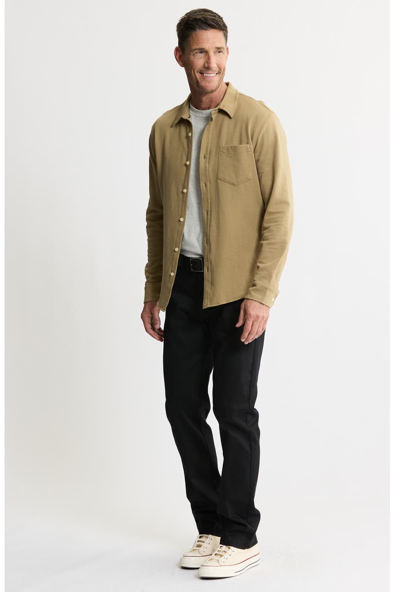 Stretch Pima Cotton Button-Up Shirt, Alternate, color, KHAKI