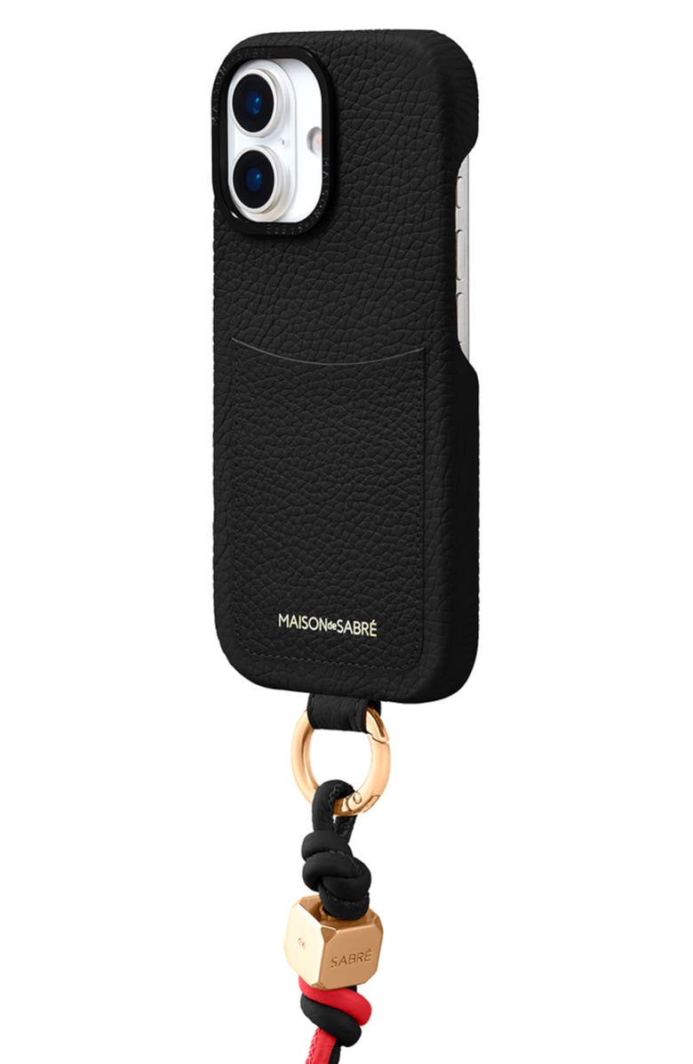 MAISON de SABRÉ Wristlet Phone Case, Alternate, color, Black Caviar