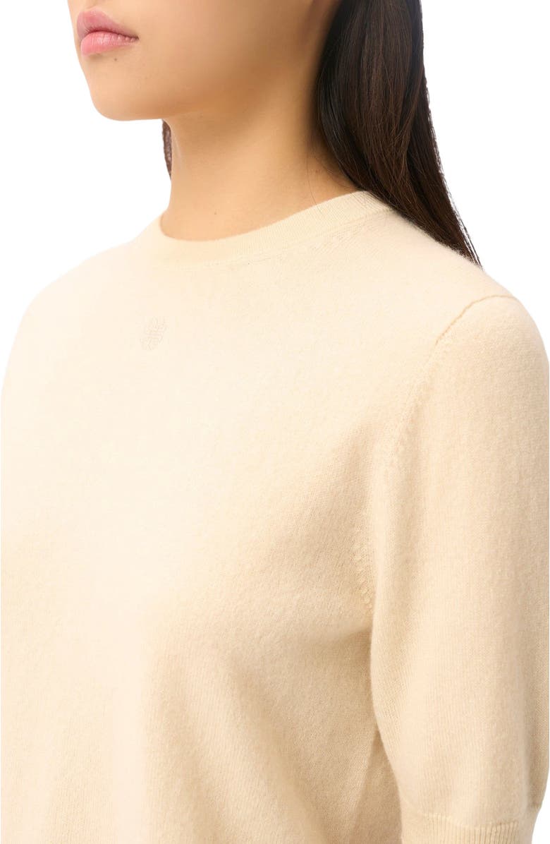 GOBI Mongolian Cashmere Elbow-Length Sleeve Cashmere Sweater, Alternate, color, Off White