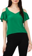 Chaus V-Neck Cold Shoulder Top