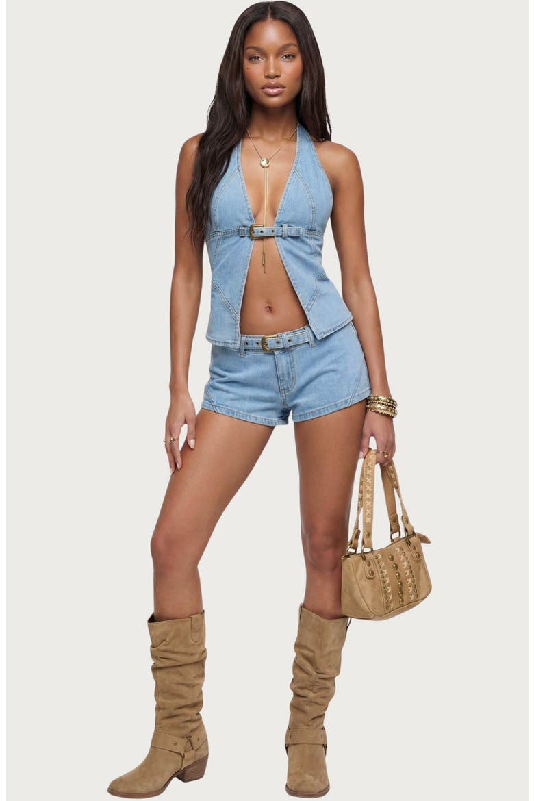 Ciel Low Rise Micro Denim Shorts, Alternate, color, LIGHT-BLUE-WASHED