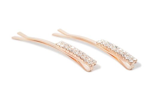 Nume Double Row Sparkle Hair Pin Set In Rose Gold