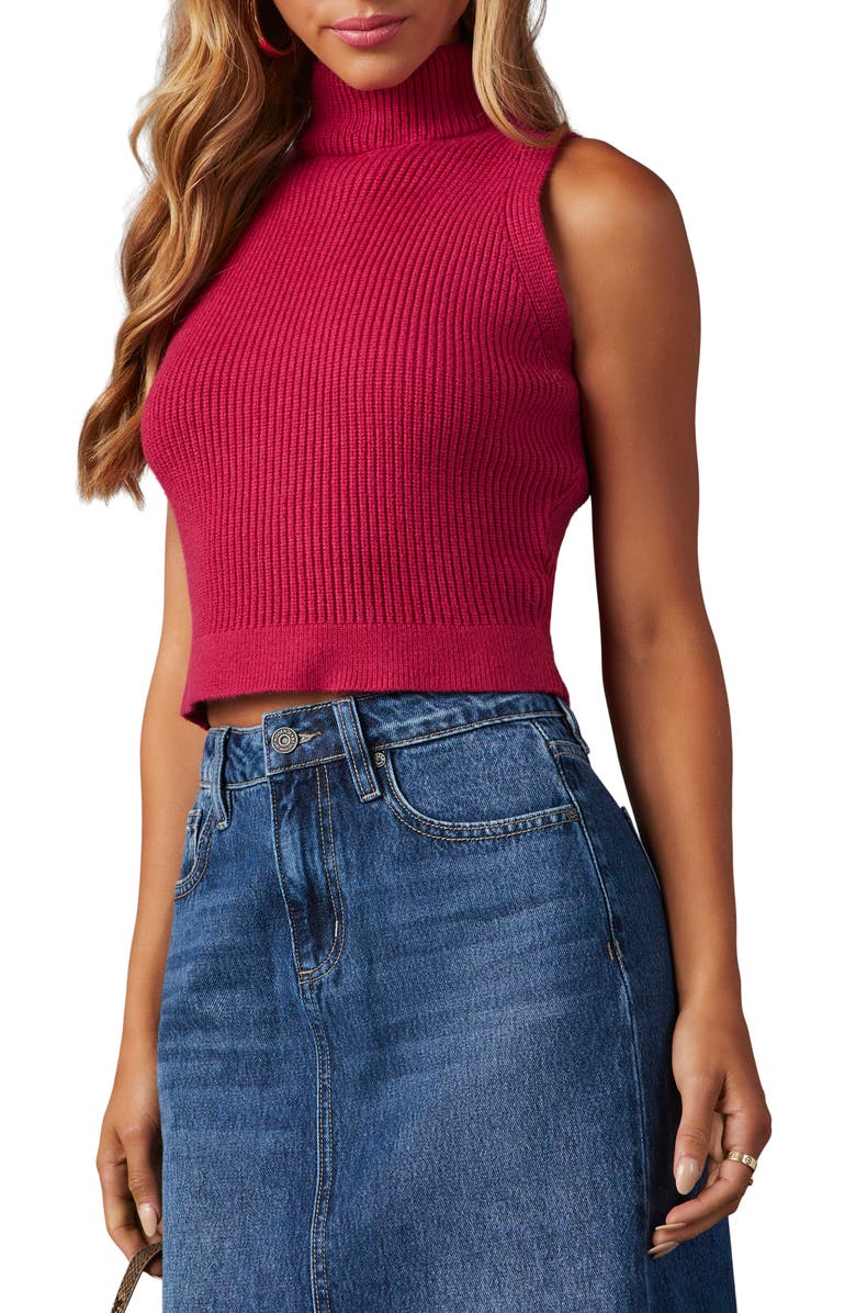 VICI Collection Aleisha Rib Sleeveless Mock Neck Crop Sweater, Alternate, color, 