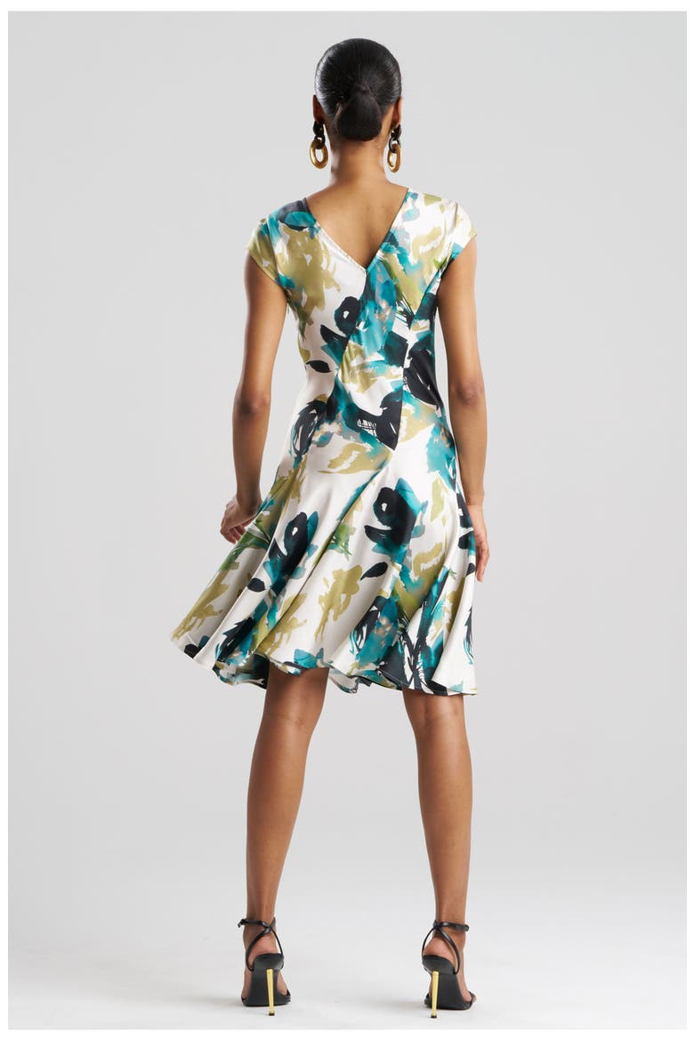 Mira Silk Twill Asymmetric Swing Dress, Alternate, color, MIDNIGHT TEAL