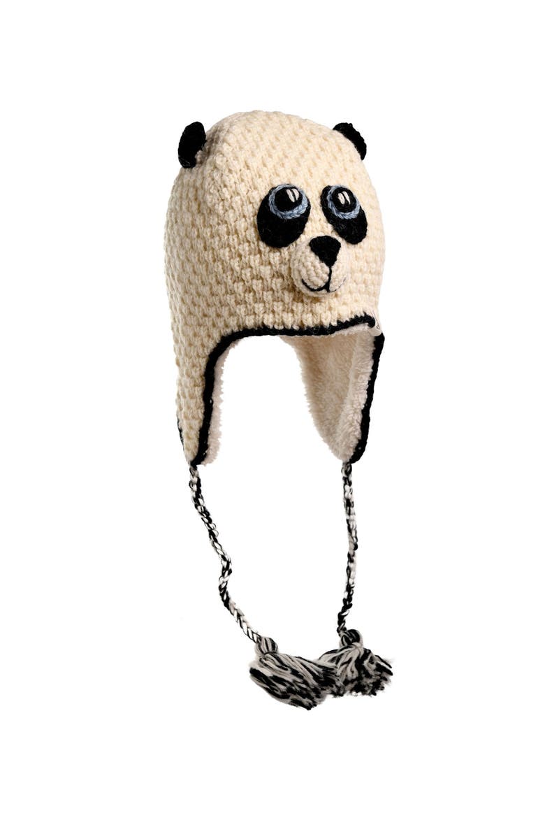 Crochet Panda Hat, Alternate, color, White combo
