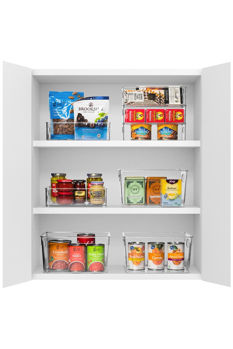 8-Pack Large Clear Fridge Organizer Bins, Alternate, color, CLEAR