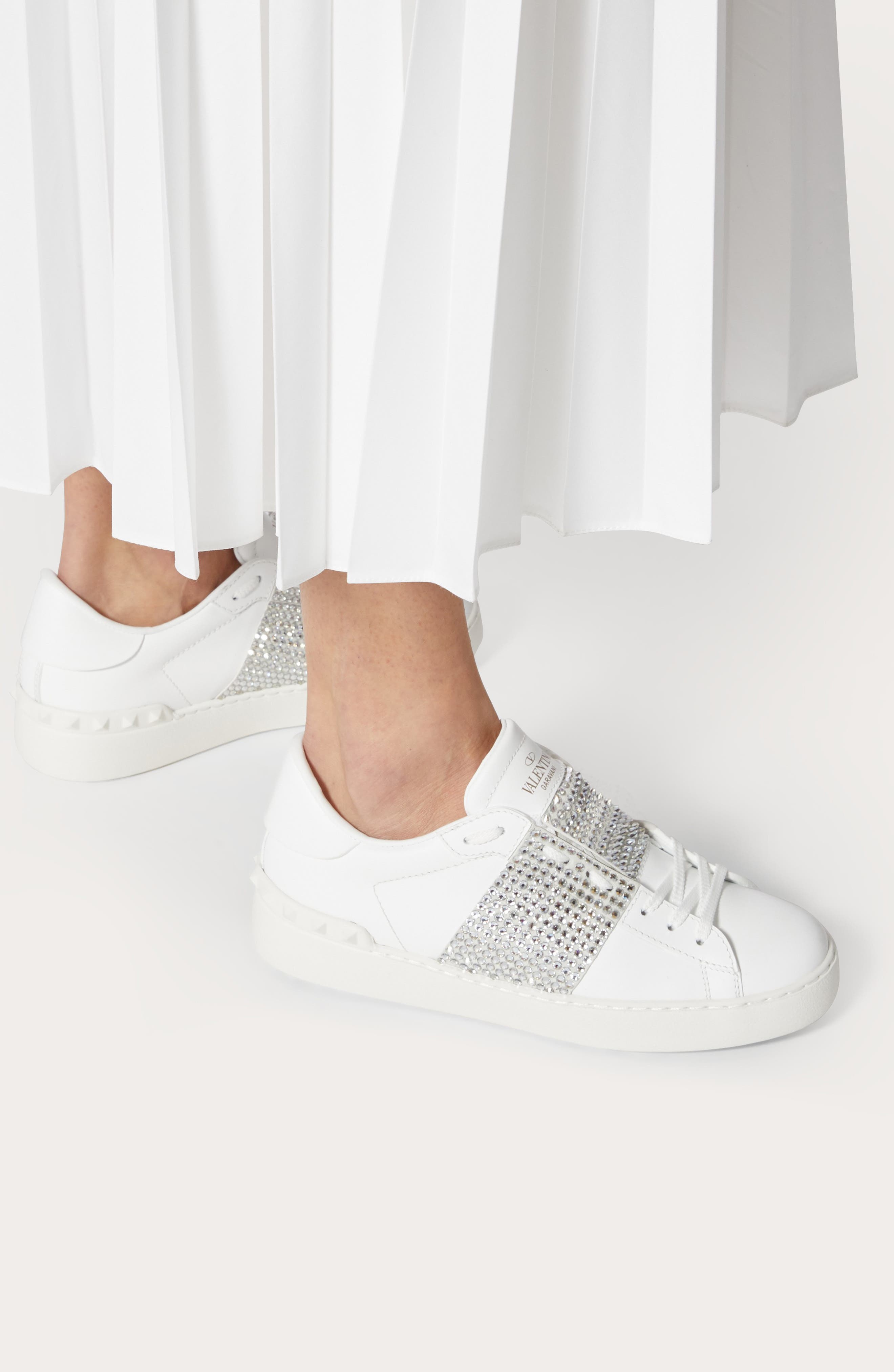 Valentino Garavani Rockstud Crystal Embellished Low Top Sneaker, Alternate, color, 