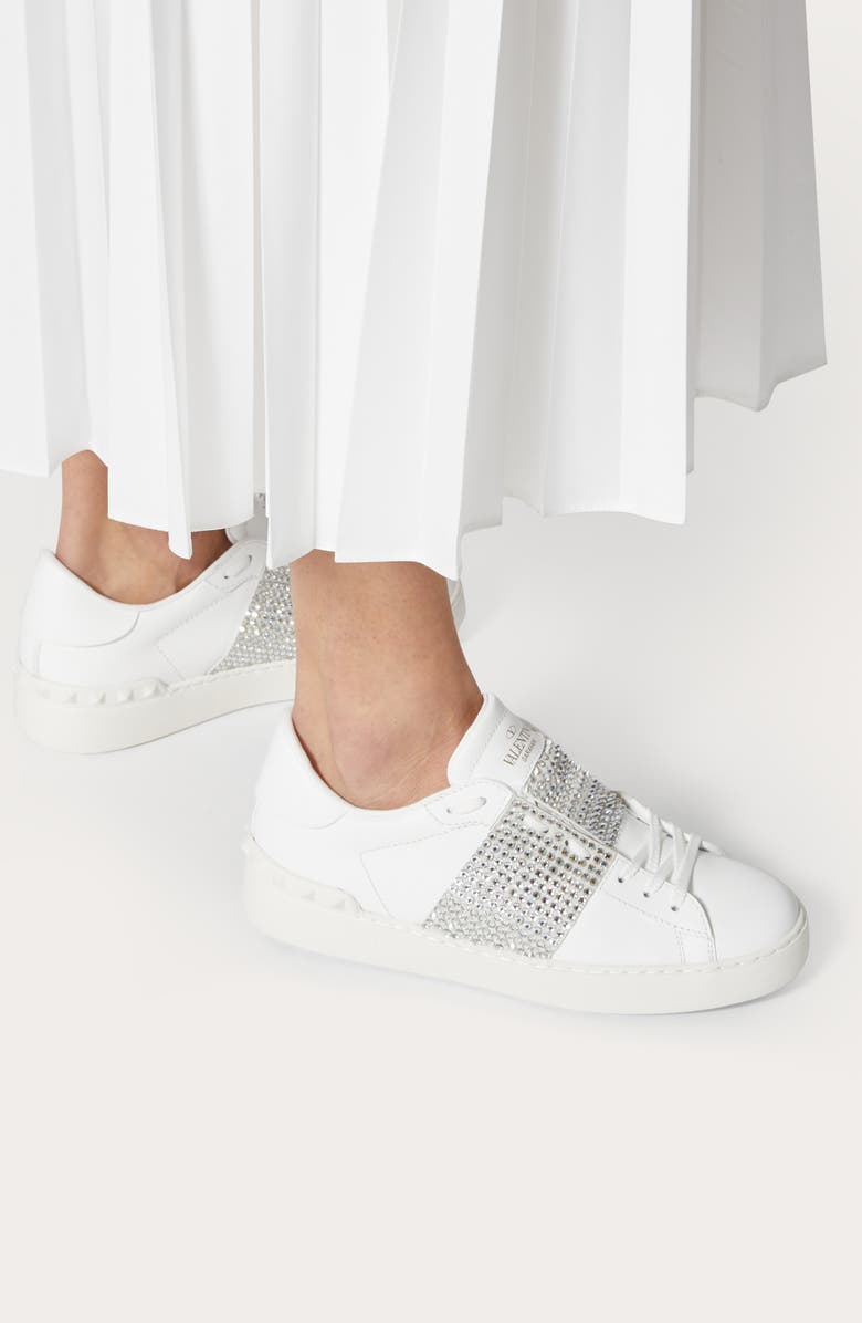 Valentino Garavani Rockstud Crystal Embellished Low Top Sneaker, Alternate, color,
