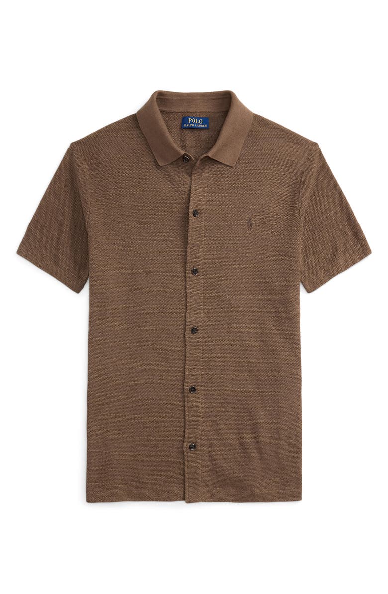 Polo Ralph Lauren Textured Short Sleeve Cotton & Linen Button-Up