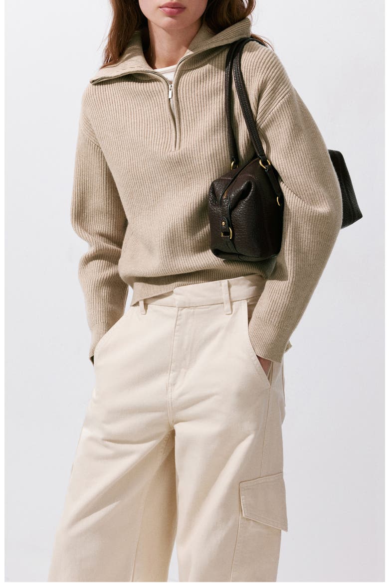 Quarter Zip Sweater, Main, color, MEDIUM BROWN