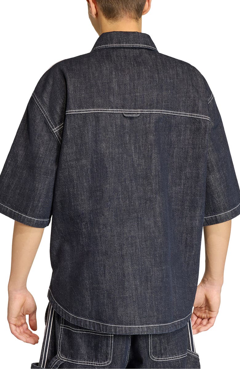 adidas Denim Short Sleeve Button-Up Shirt, Alternate, color, 