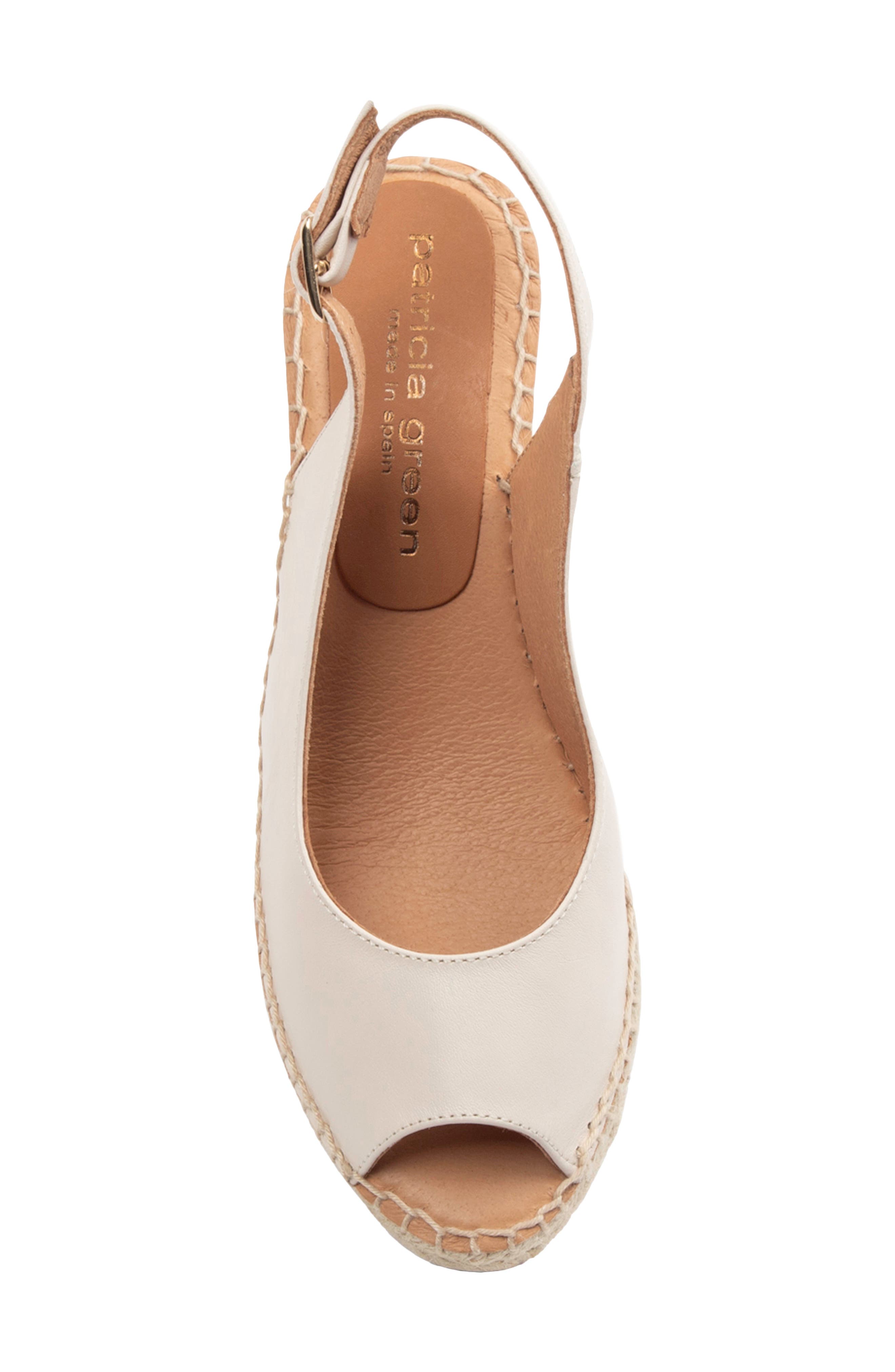 patricia green Peyton Slingback Espadrille Peep Toe Platform Wedge Sandal, Alternate, color, Bone Leather