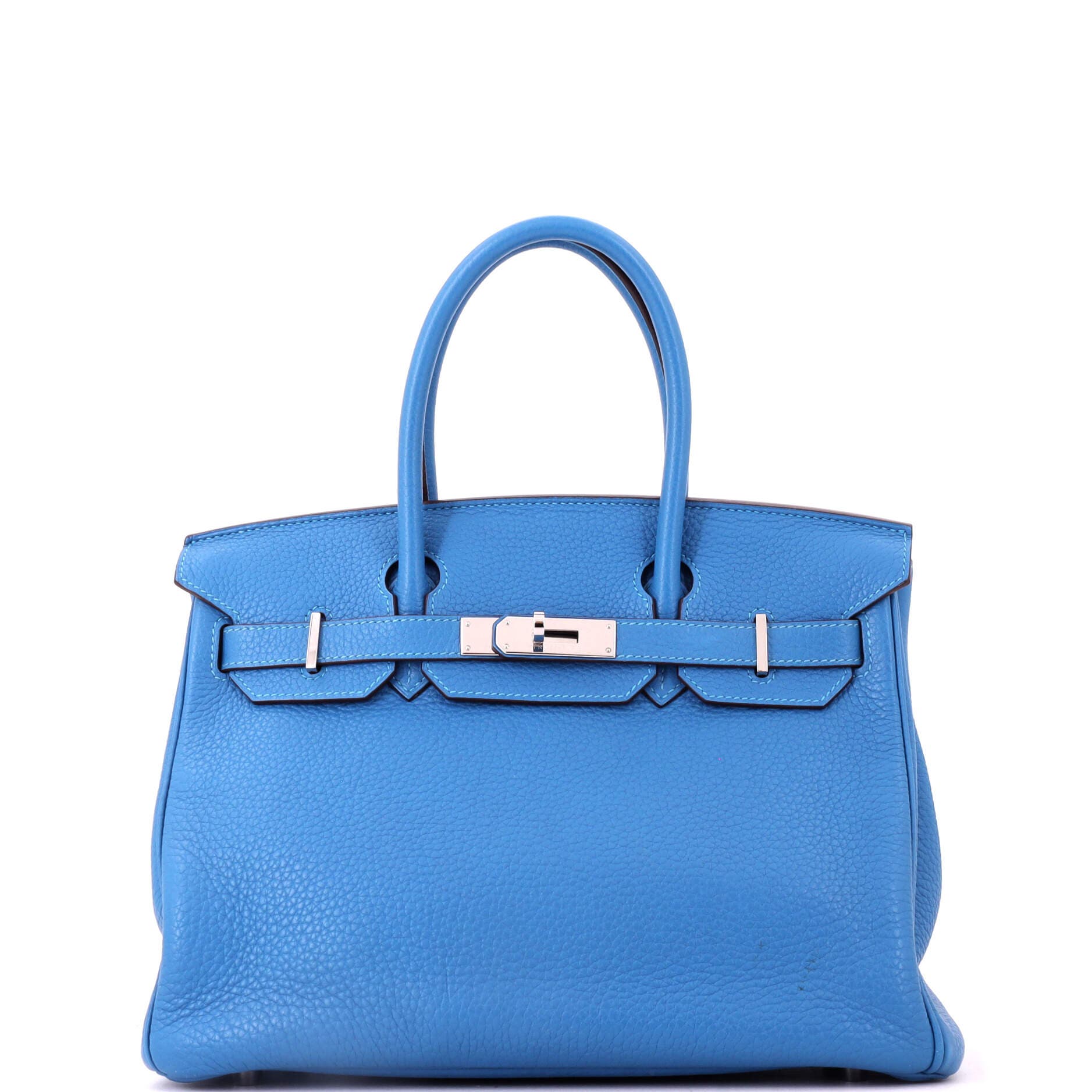 Birkin Handbag Blue Clemence with Palladium Hardware 30, Main, color, Blue