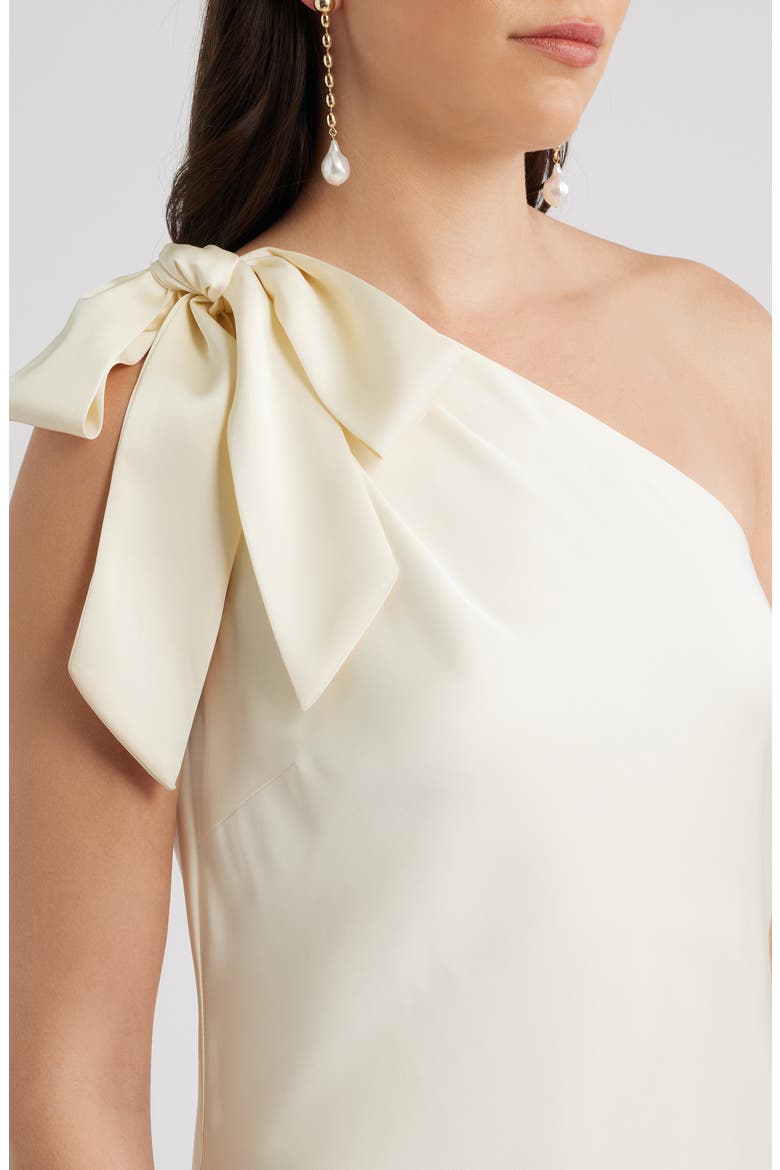Bow One-Shoulder Maxi Dress, Alternate, color, IVORY