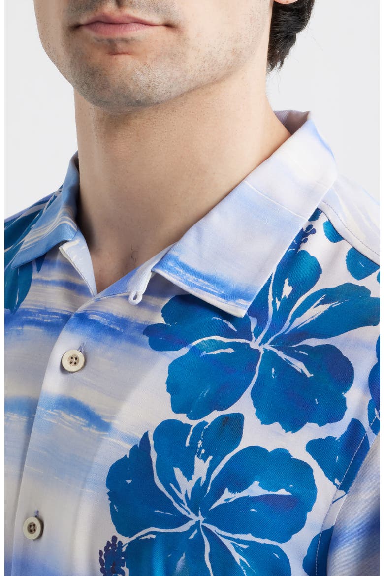 Sapphire Shores Floral Silk Camp Shirt, Alternate, color, DOCKSIDE BLUE