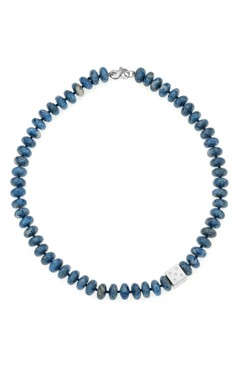 Adina Reyter Denim Lapis Coin Diamond Dice Big Bead Necklace, Main, color, 