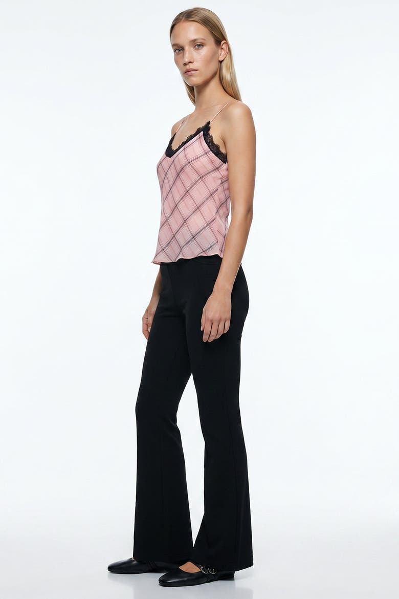 High Waisted Flared Knit Trousers, Alternate, color, BLACK