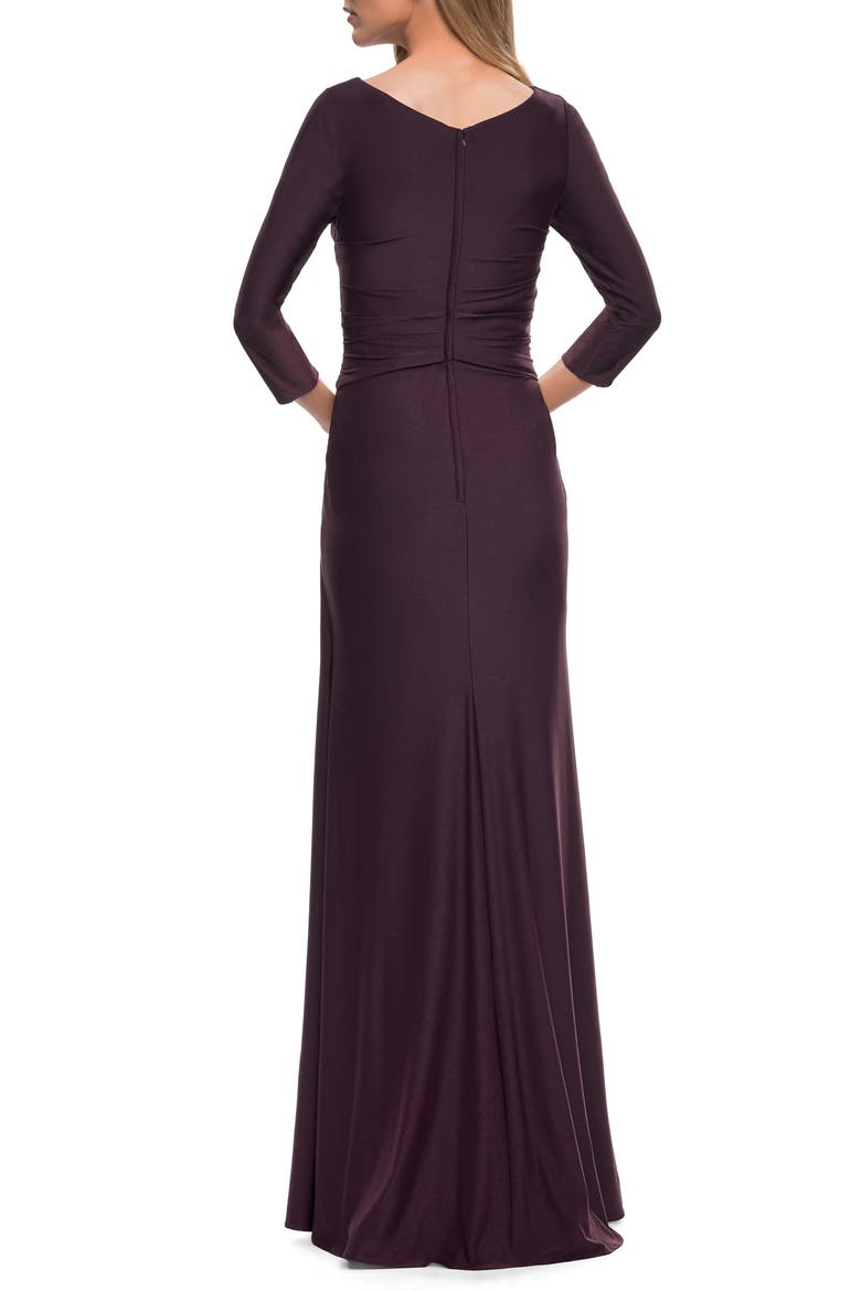 Ruched Bodice Sheath Gown, Alternate, color, DARK GARNET