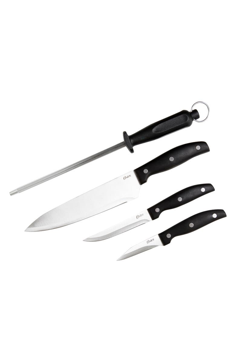 OSTER Granger 4 Piece Stainless Steel Blade Cutlery Set, Main, color, Black
