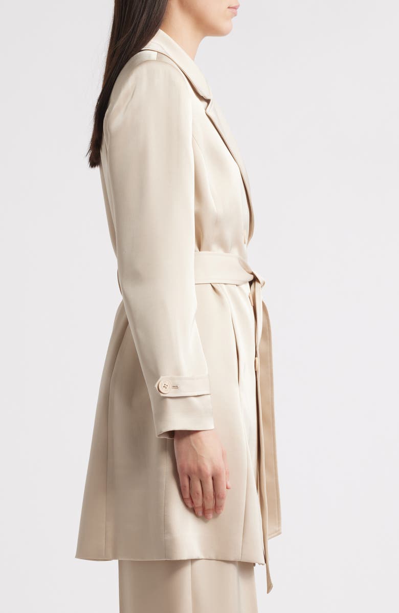 Tahari ASL Satin Trench Coat, Alternate, color, Sand