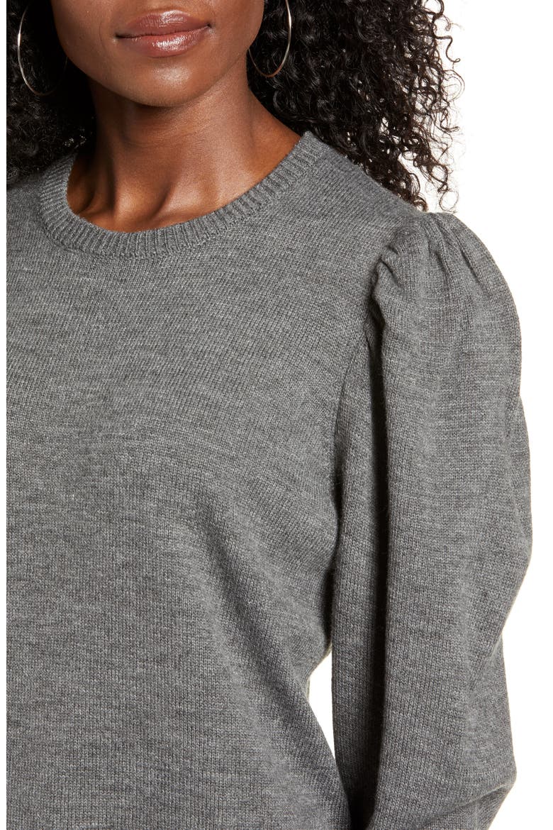 x Influencers San Francisco Puff Sleeve Sweater Dress (Nordstrom Exclusive), Alternate, color, CHARCOAL