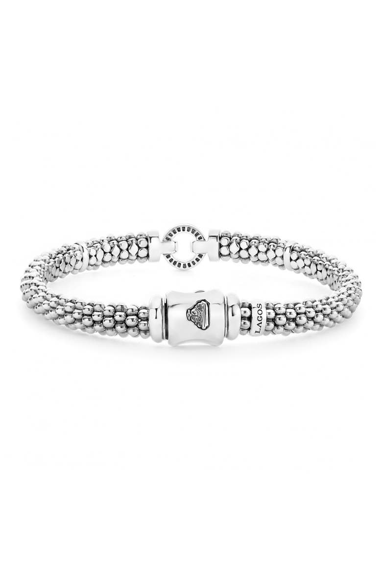 Enso Boxed Circle Station Caviar Rope Bracelet, Alternate, color, STERLING SILVER