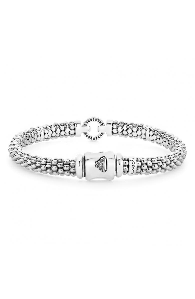 LAGOS Enso Boxed Circle Station Caviar Rope Bracelet, Alternate, color, Sterling Silver