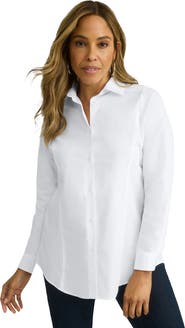 Jessica London Stretch Cotton Poplin Button Down Shirt