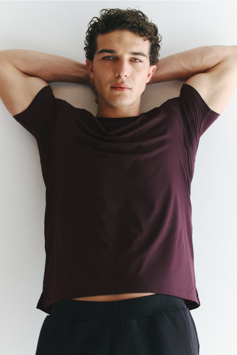 Muscle Fit Sports T-shirt With Coolmove, Alternate, color, Dark plum