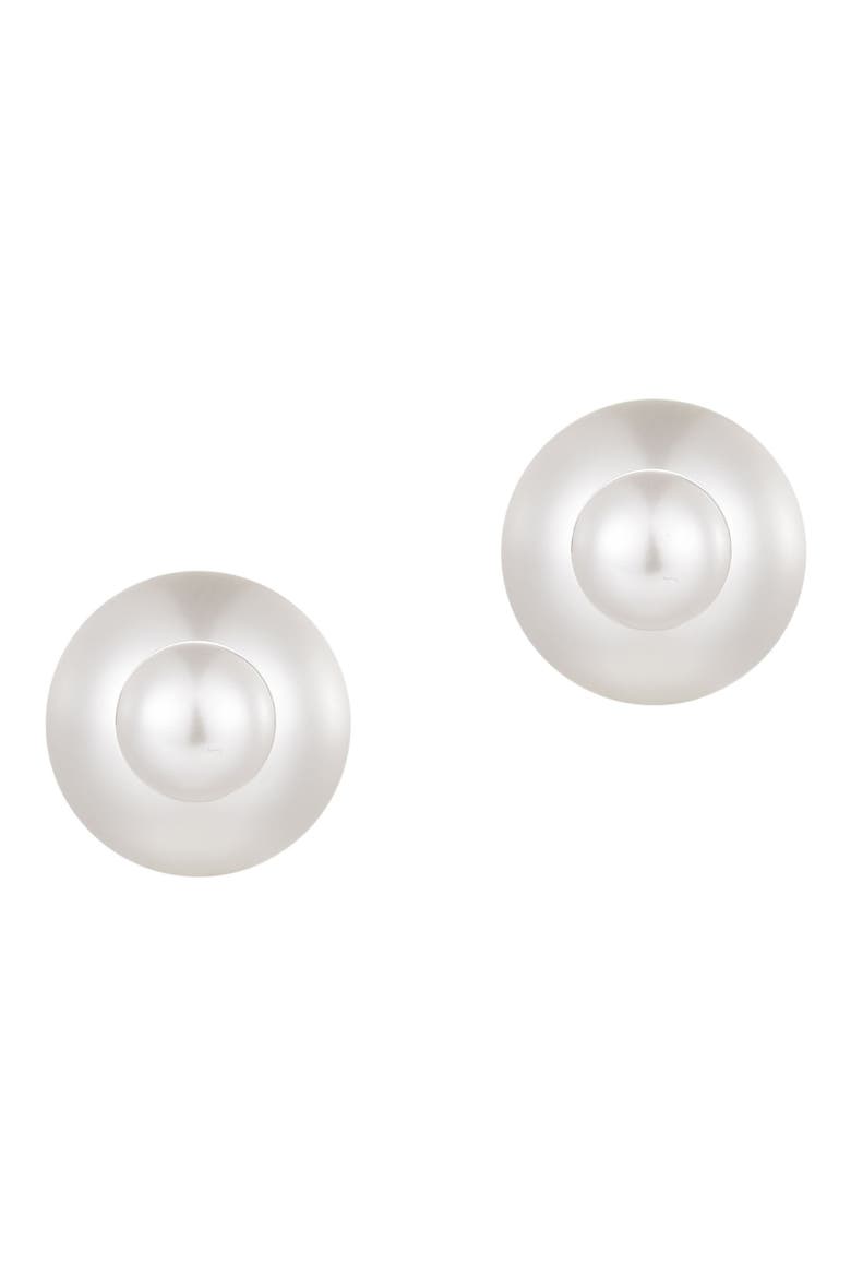 Faux Pearl Front/Back Stud Earrings, Alternate, color, WHITE