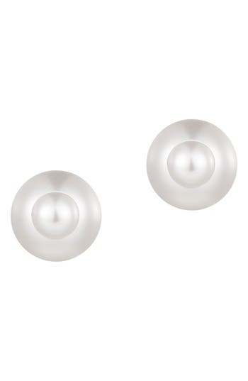 Adornia Faux Pearl Front/back Stud Earrings In White