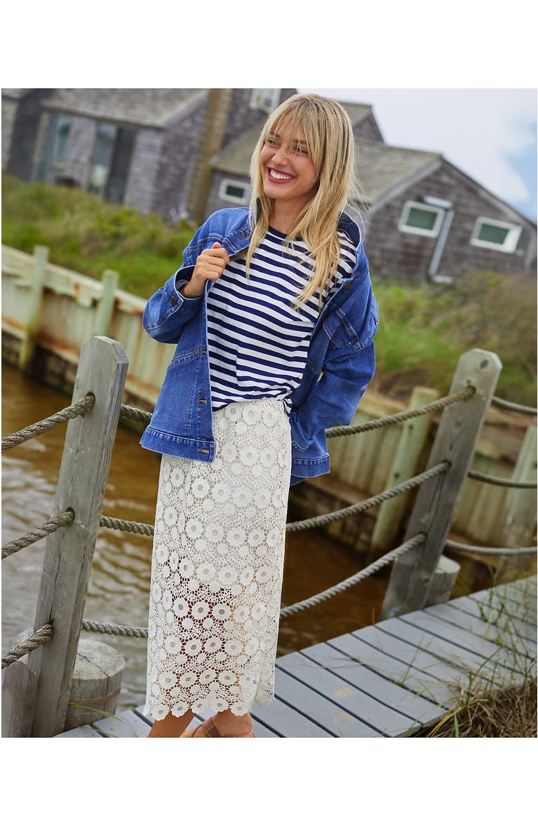 Lands' End Lace Overlay Midi Skirt, Alternate, color, Ivory Latte
