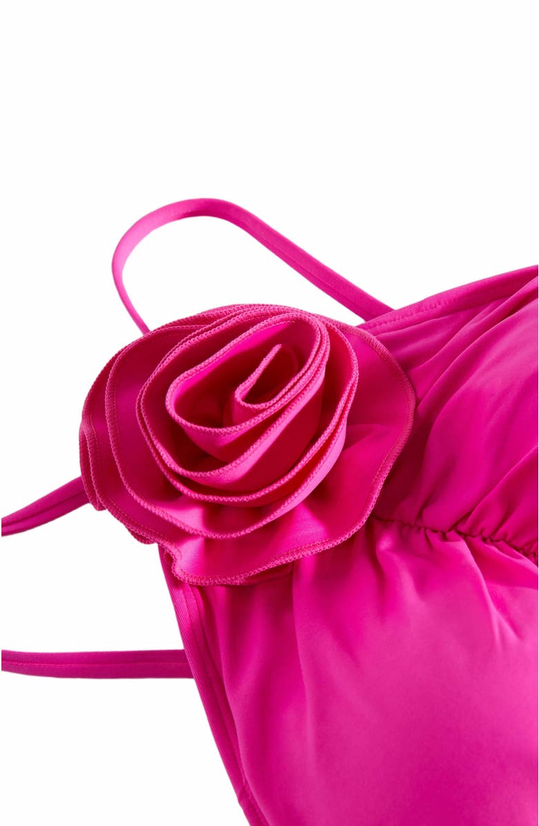 Kate Spade New York Rosette High Neck One Piece Swimsuit, Alternate, color, Vivid Snapdragon