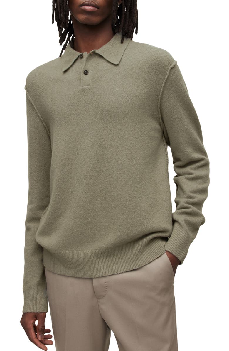 AllSaints Statten Long Sleeve Polo Sweater, Main, color,
