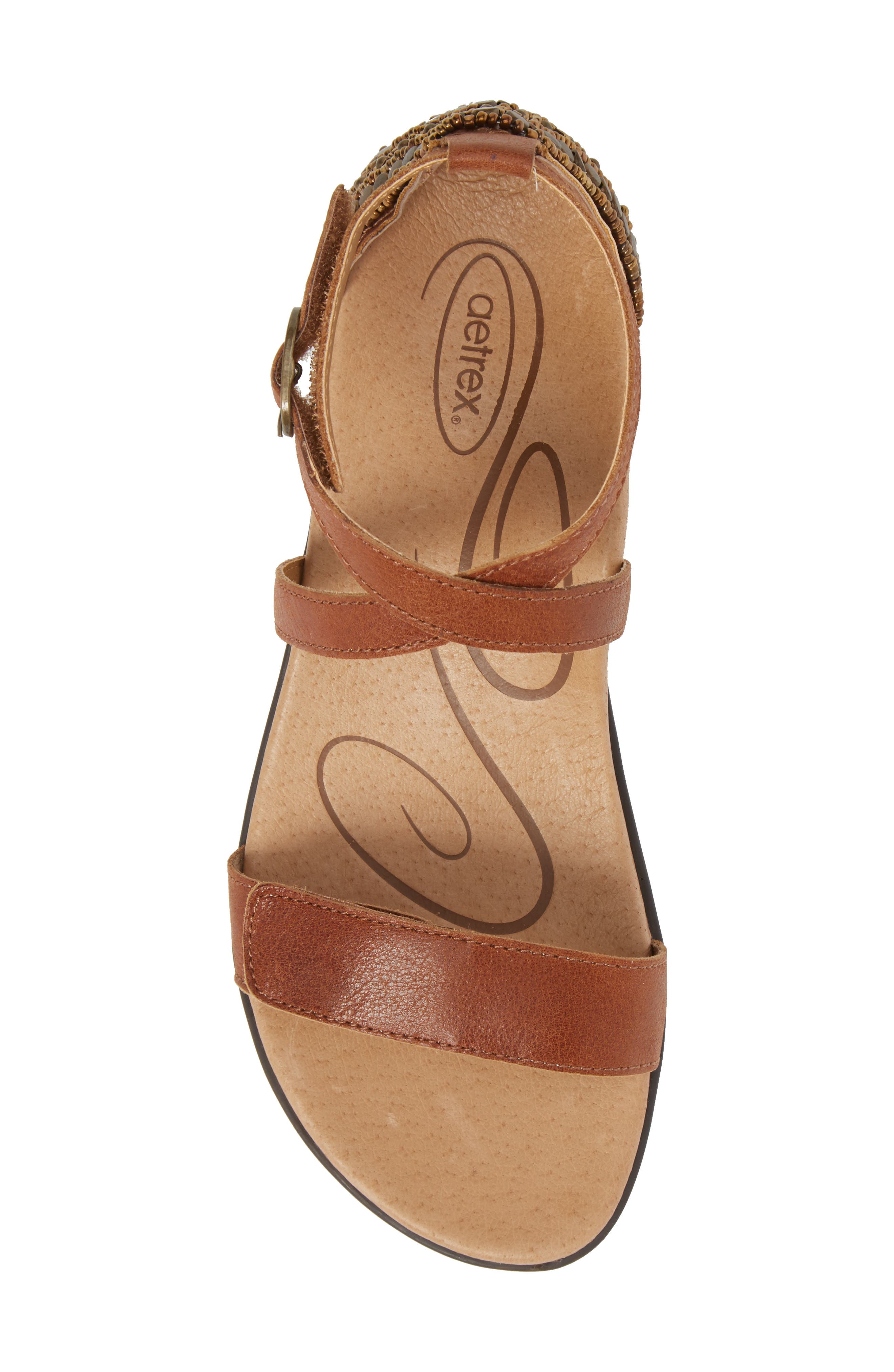 Aetrex Brenda Embellished Cross Strap Sandal, Alternate, color, 