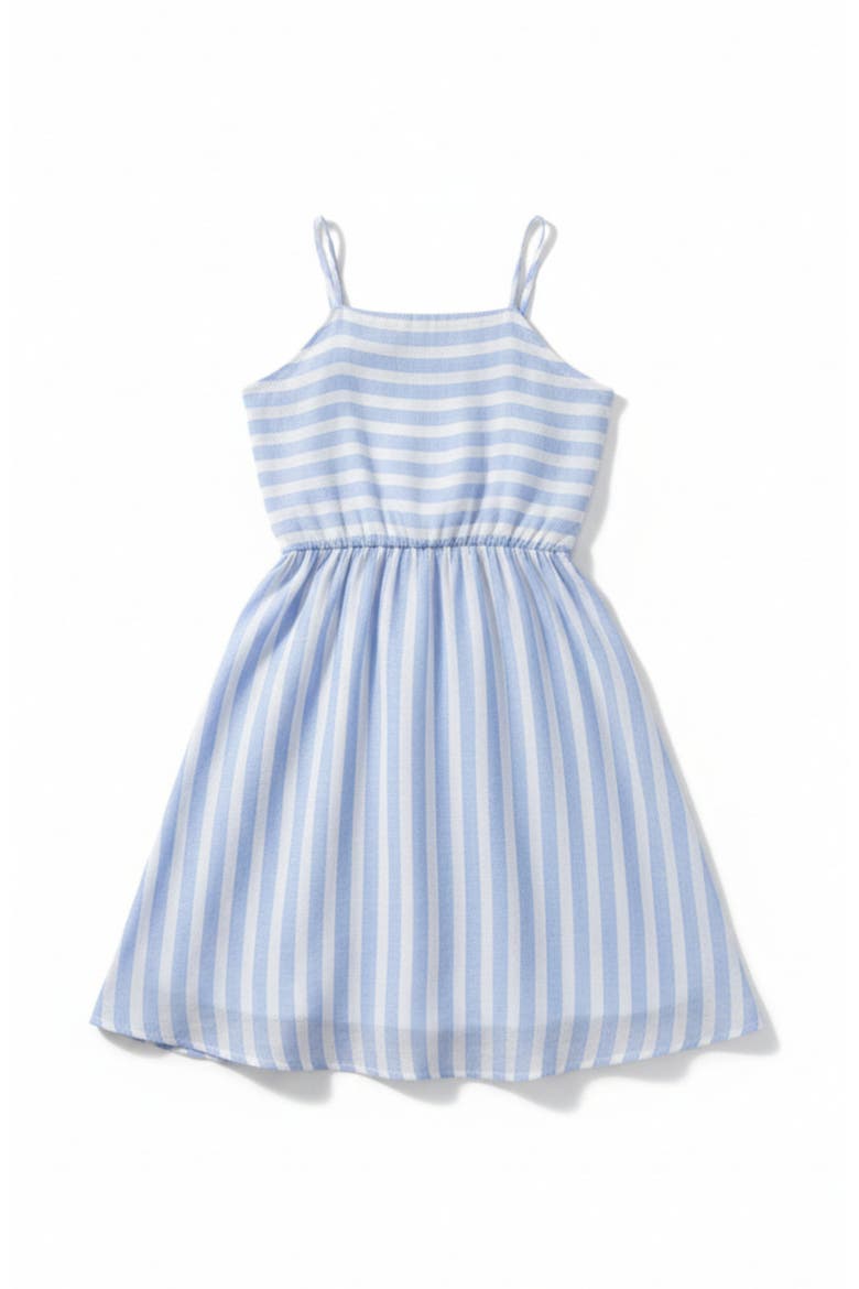 Coastal Blue Stripe Cotton Sundress, Main, color, Blue