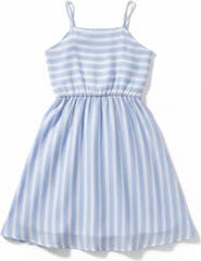 Mia Belle Girls Coastal Blue Stripe Cotton Sundress