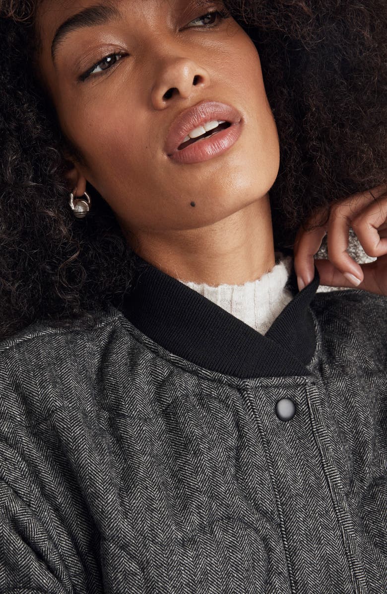 Madewell Quilted Oversize Wool Blend Bomber Jacket, Alternate, color,