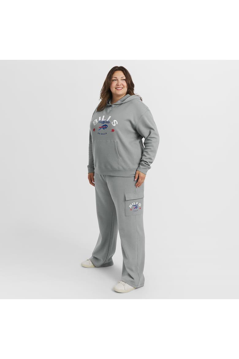 Women's WEAR by Erin Andrews Gray Buffalo Bills Plus Size Waffle-Knit Long Sleeve Hooded Shirt & Pants Lounge Set, Alternate, color, Gray