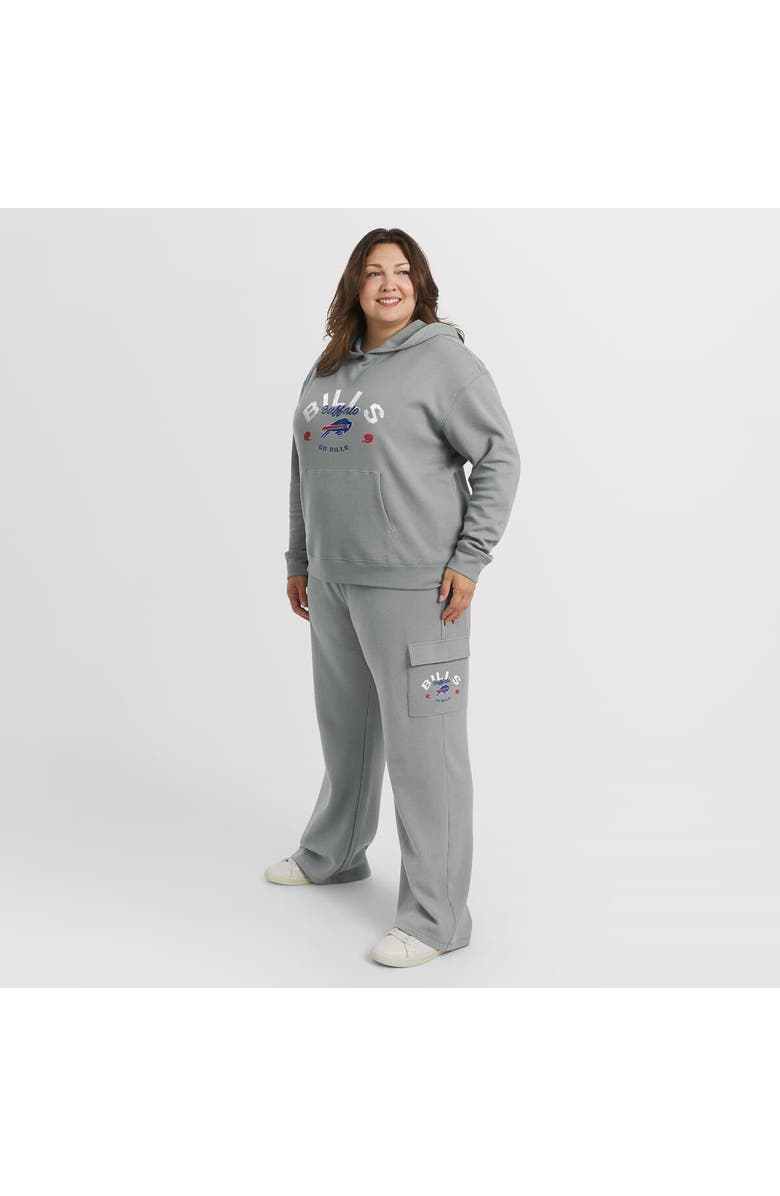 WEAR by Erin Andrews Women's WEAR by Erin Andrews Gray Buffalo Bills Plus Size Waffle-Knit Long Sleeve Hooded Shirt & Pants Lounge Set, Alternate, color, Gray