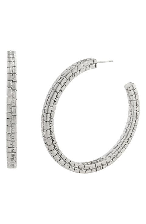 Croc Textured Large Hoop Earrings